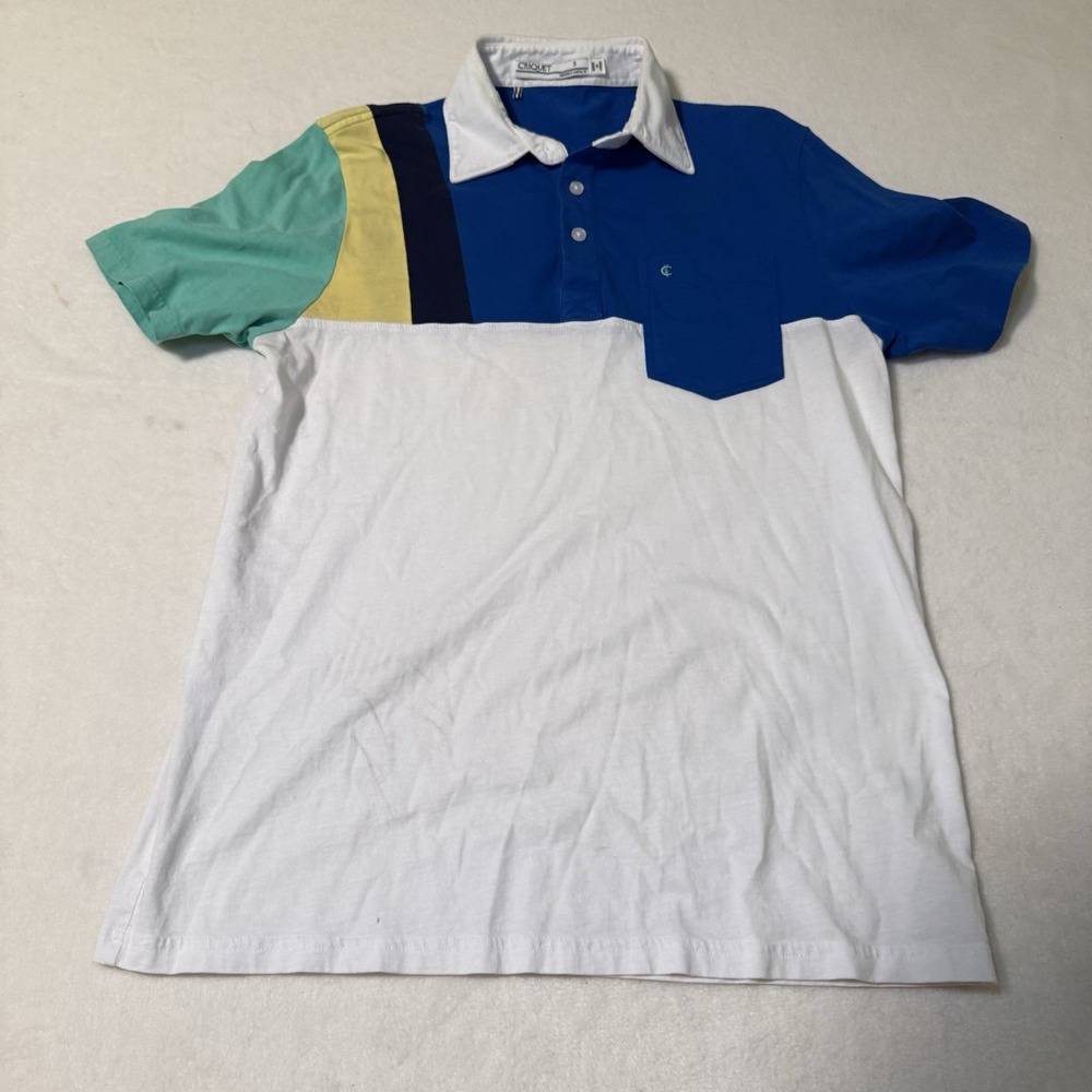 Criquet Rugby Shirt Mens Small Colorblock Pocket  With Flaws